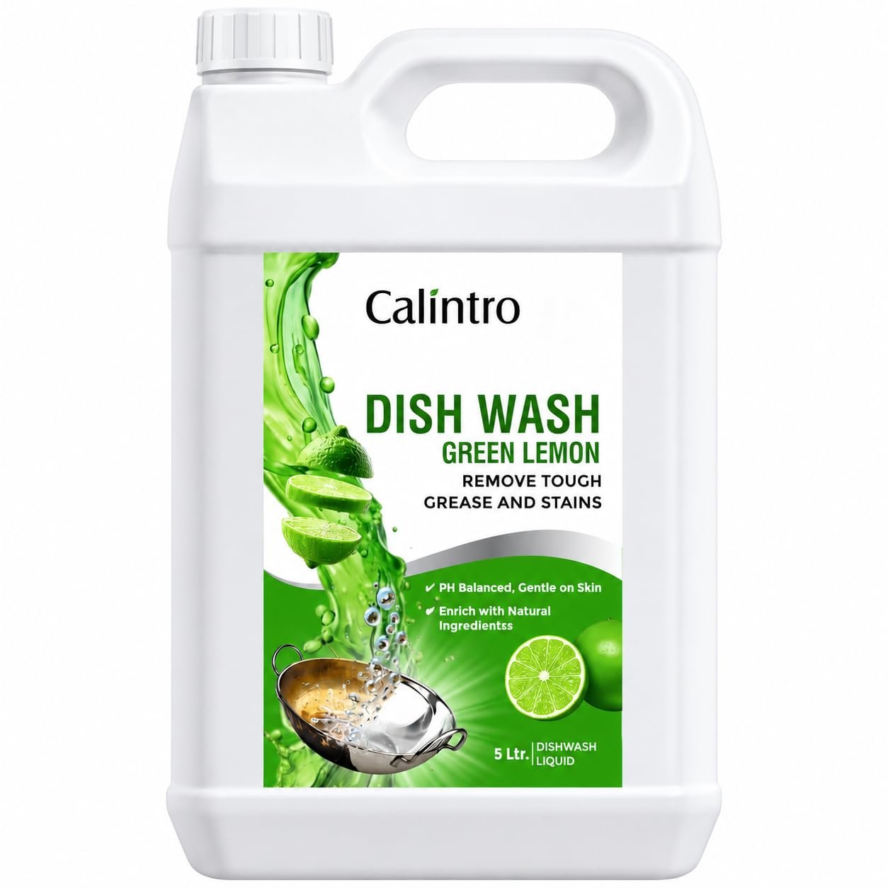 Calintro Dish Wash Green Lemon 5 Ltr